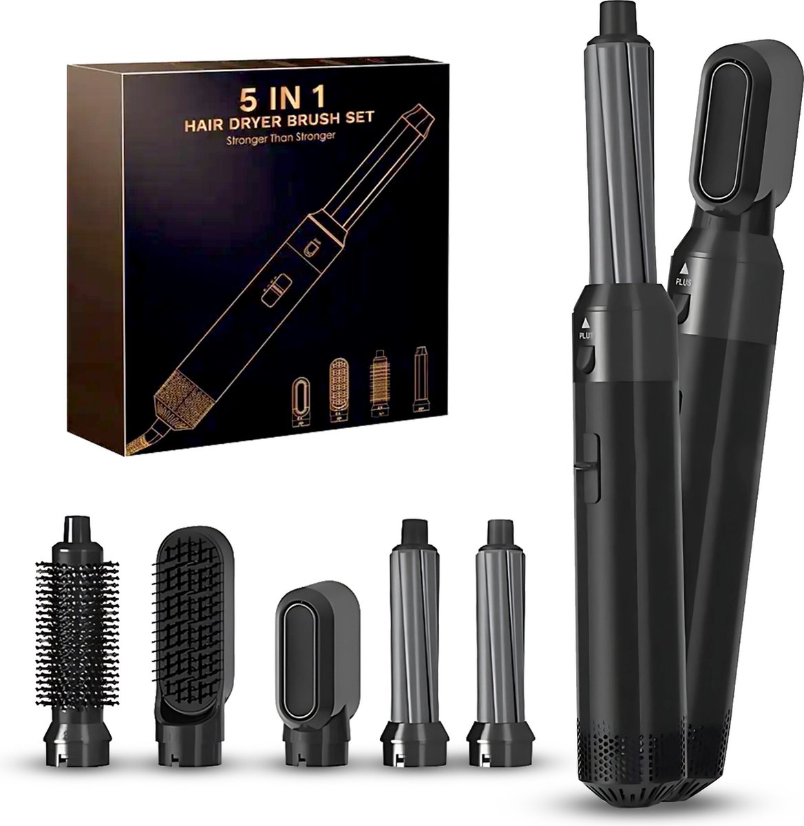 Zentek 5-in-1 Multistyler - Airstyler - Zwart design - Complete haarstylingset - Hairwrap föhnborstel