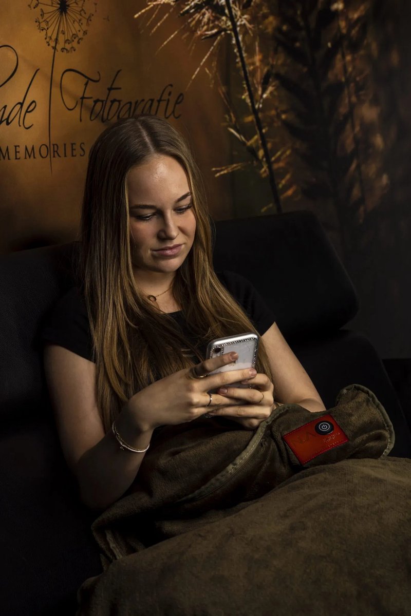 Nikki Amsterdam | The.Plaid Original | Green | Groen | Draadloos | Duurzaam | Infrarood Warmtedeken | Stoelkleed | Bank Plaid | 150 x 130cm | Incl. Powerbank (20000mAh) | Gebruiksduur: tot 10 uur – foto 8