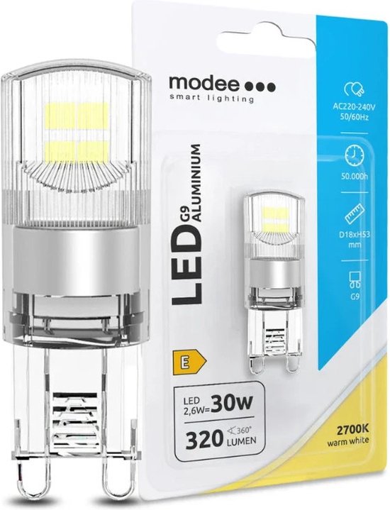 Modee LED Steeklamp G9 | 2.6W 2700K 220V/240V 827 320Lm | 300°