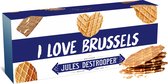 Jules Destrooper Natuurboterwafels - "I love Brussels / J'aime Bruxelles" - 2 dozen met Belgische koekjes - 100g x 2