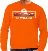Bellatio Decorations Koningsdag sweater voor heren - frikandel, ik Willem - oranje - feestkleding L