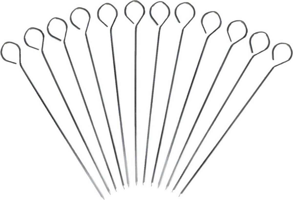 Gourmet/barbecue spiesjes/vleespennetjes - 16x - rvs - 20 cm