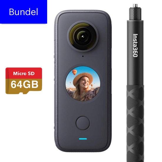 Insta360 One X2 Starter Bundel - met 64GB SD Kaart en Selfie stick - 360°...