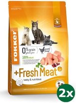 Fokker kat +fresh meat kattenvoer 2x 2,5 kg