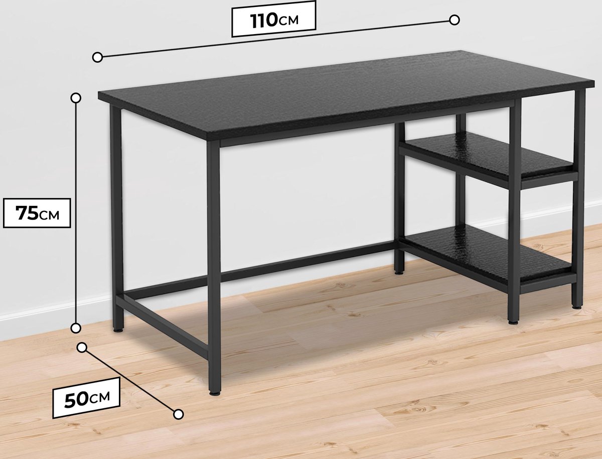 Bayt Bureau - Bureau Zwart - Computerbureau - Computer Tafel - Bureautafel -110 x 50 x 75 cm