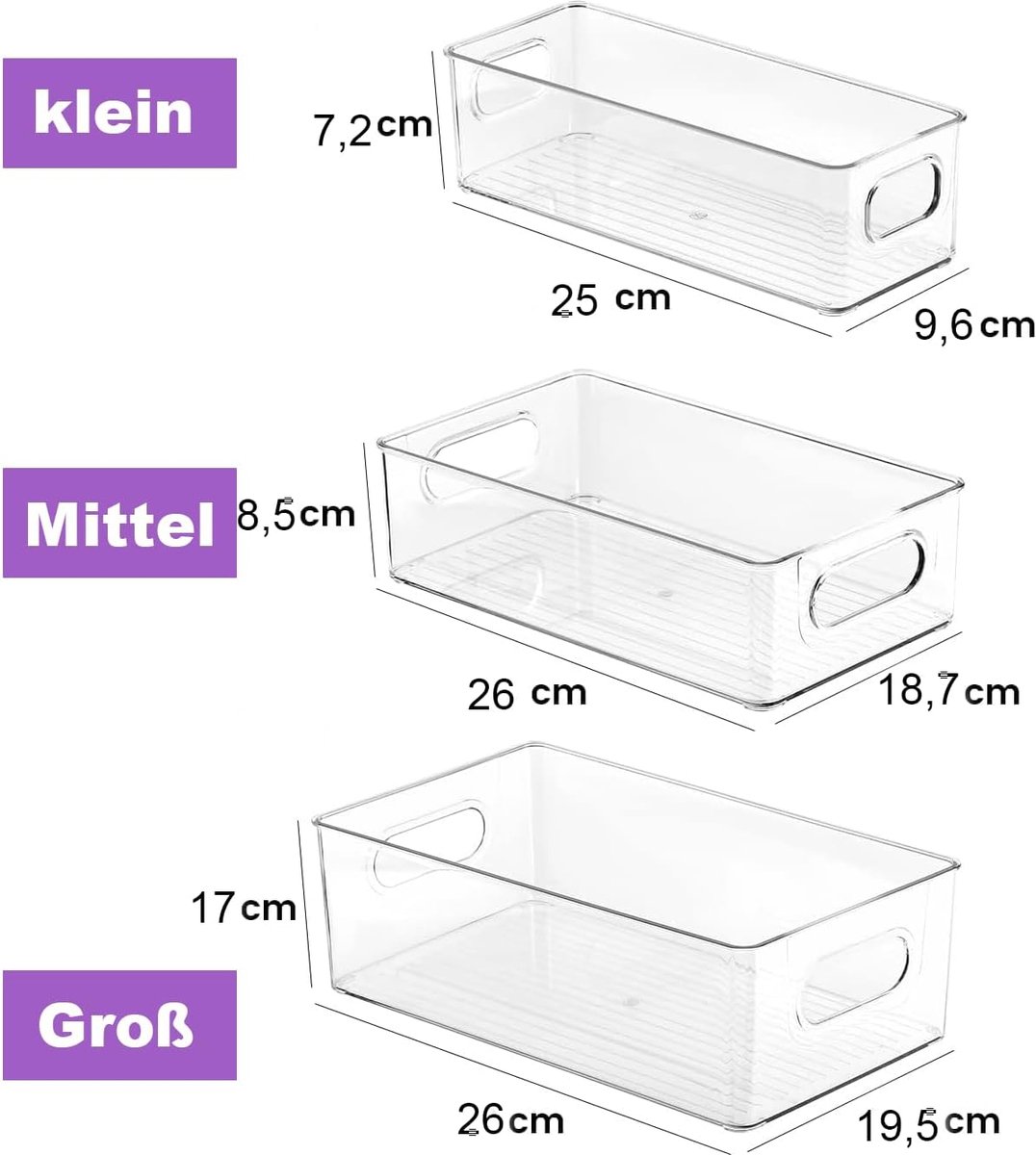 Koelkast Organizerbakken, Doorzichtige Organizer Bakken voor Koelkastopslag in de Keuken, Bijkeuken, Wasruimte, Badkamer,5pcs