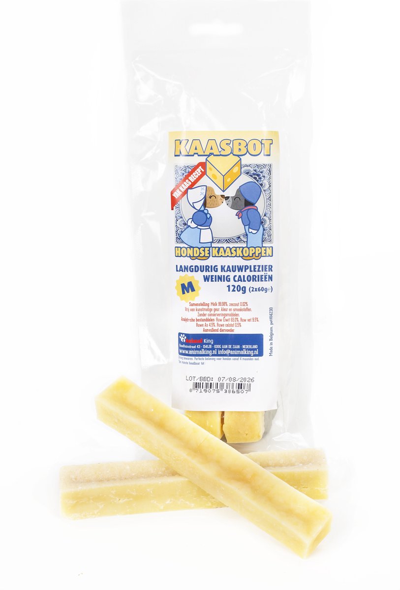 Yak Kaas Hond - De ideale Hondensnack voor Honden - Vermindert Tandplak - Lang Kauwplezier - Stinkt Niet - Animalking Staaf - Bot - Melk Kauwbot - Kauwsnack Vegan - Hypoalergeen - M 60 Gram - 2 Stuks