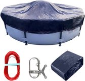 Round Pool Cover, zwembadafdekking, 640 cm, winterzeil, zwembadafdekking, zwembadonderlegger, uv-bestendig en scheurvast, grondzeil (blauw/zwart 80 g/m²)