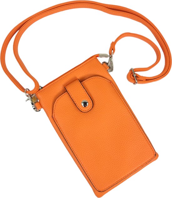 Flora&Co - Paris - Handig Crossbody hand/telefoontasje voor mobiel - gsm - oranje