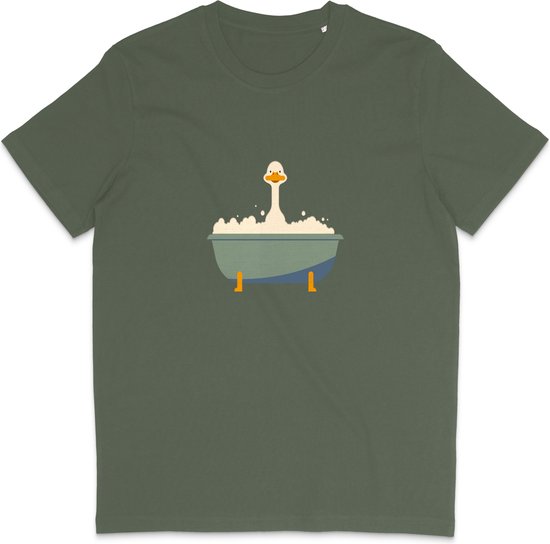 Grappig Heren en Dames T Shirt - Badeend - Khaki Groen - S