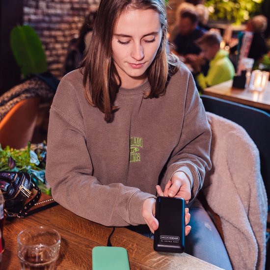 MOJOGEAR Powerbank 20000 mAh Extra Fast - Geschikt voor o.a. telefoon en tablet - 3 apparaten tegelijk opladen - USB A en USB C - LED-indicatie - 18 Watt - Zwart