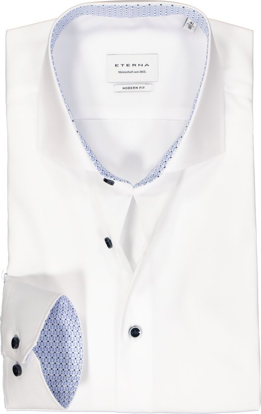 ETERNA modern fit overhemd - popeline - wit (contrast) - Strijkvrij - Boordmaat: 48