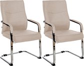 CLP Hobart Set de 2 Chaises de salle à manger - Chaises visiteur - Avec accoudoir - Structure chromée - Tissu taupe