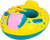 Zwemband - Bootje - Stuur en Claxon - met Zonnescherm - met Zitje - Handvatten - Rugleuning - Geel - Peuter en Baby - Zwemring - Babyzwemband - Babyfloat - Zwemtrainer - Opblaasbaar - Zwemstoel - Opblaasbare Rubberboot - Rubber Bootje