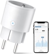 Smart Plug met Stroomverbruiksmeter - Mini Alexa Stopcontact met Spraakbesturing - Compatibel met Alexa en Google Home - WiFi Schakelaar met Timer en App-bediening