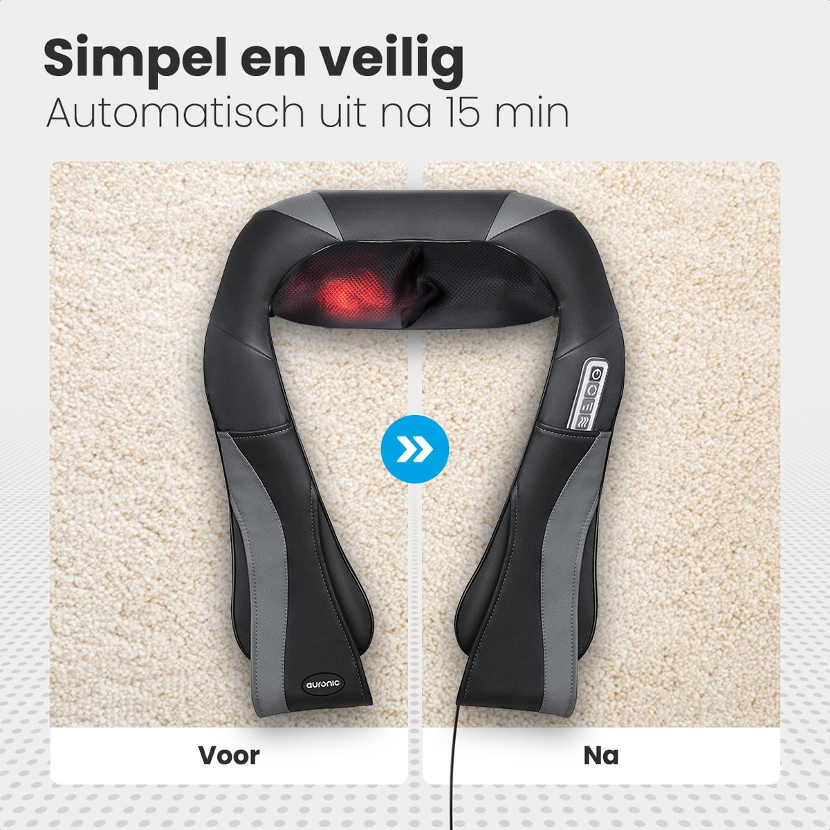 Auronic Shiatsu Massagekussen met Infrarood Functie - afbeelding 3