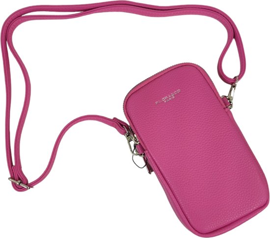 Flora & Co - Paris - Handig Crossbody hand/telefoontasje voor mobiel - gsm - fuchsia - 2 vakken