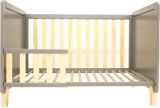 BabyWoodStore Ledikant Jinte grijs/naturel