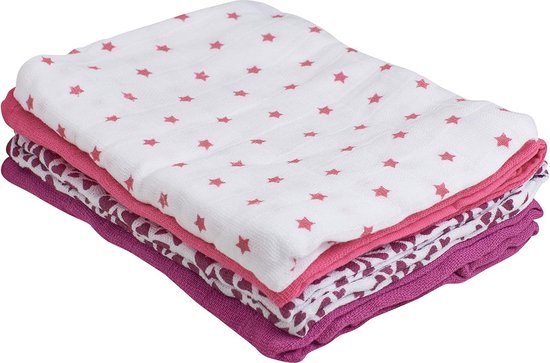 katoenen spuugdoekjes in 4-pack, 70x70 cm, All over Print van HEMA — afbeelding 3
