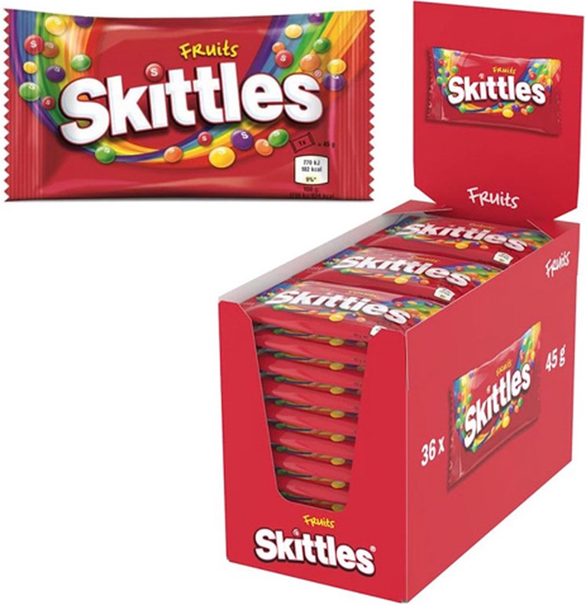 Skittles Fruits - snoepjes met fruitsmaken - 36 zakjes x 45 gram