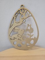 Decoratief paashaasje, geel, 47 cm, plastic