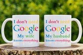 I dont't need Google Couple husband & wife 2 Stuk Mokken - Valentijn cadeautje voor hem - Valentijn cadeautje voor haar - Verjaardag cadeau - Cadeau voor man - Cadeau voor vrouw - Verjaardag cadeau vrouw - Grappige cadeaus - Mokken - Huwelijk cadeau
