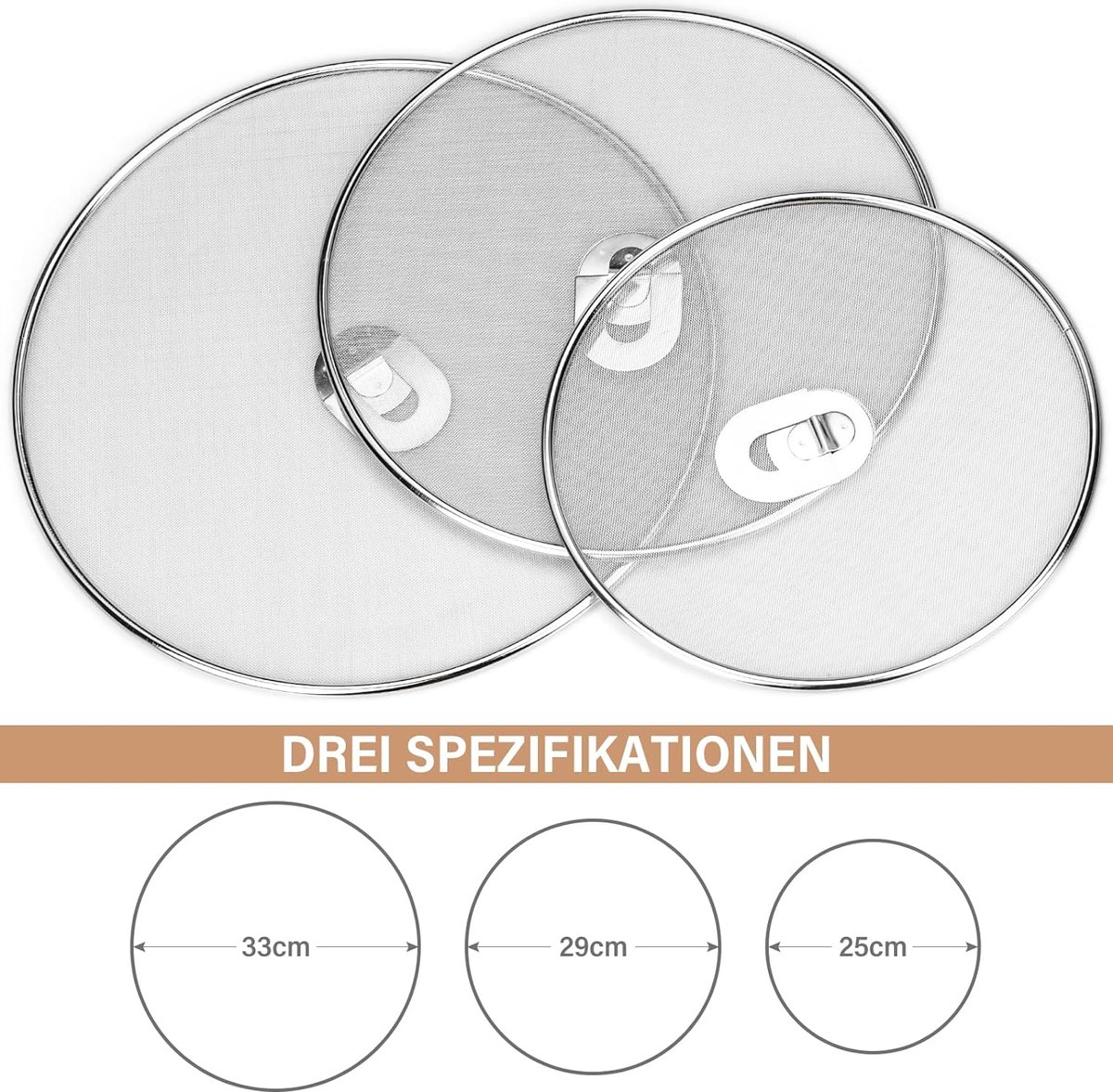 Set van 4 spatbeschermers, roestvrij staal vetspatbescherming voor braadpan, ultrafijn net voorkomt oliespatten en vuil bij het koken en braden Set van 4 spatbeschermers, roestvrij staal vetspatbescherming voor braadpan, ultrafijn net voorkomt oliespatten en vuil bij het koken en braden