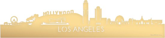 Skyline Los Angeles Goud Metallic - 80 cm - Woondecoratie - Wanddecoratie - Meer steden beschikbaar - Woonkamer idee - City Art - Steden kunst - Cadeau voor hem - Cadeau voor haar - Jubileum - Trouwerij - WoodWideCities