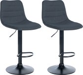 CLP Lex Set de 2 tabourets de bar - Avec dossier - Repose-pieds - Tissu - Métal noir mat gris foncé