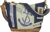 Sunsa Duurzame schoudertas voor dames - Schoudertas gemaakt van gerecyclede jeans & canvas - Handtas vintage retro stijl - Crossbodytas voor dames