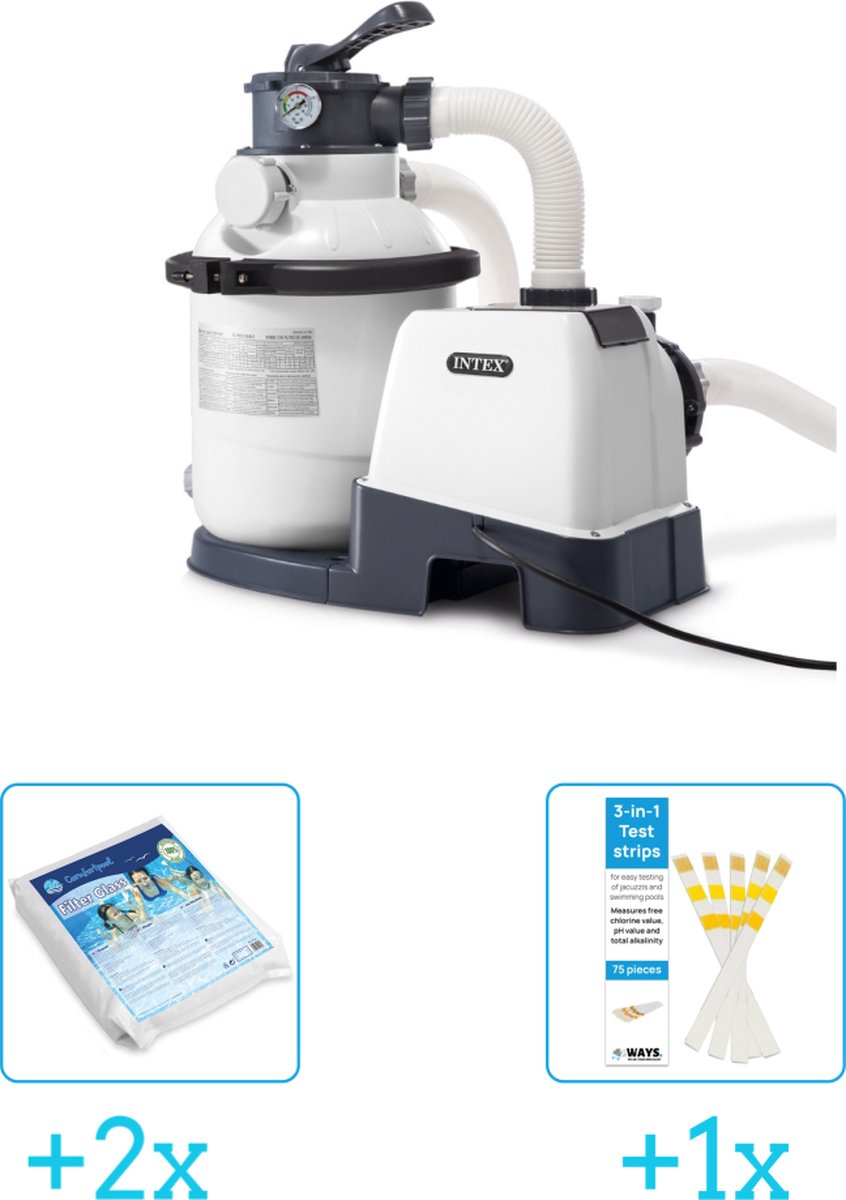 Bol.com Intex 26644GS Zandfilterpomp - SX1500 - 4000 liter per uur inclusief Comfortpool Glasparels - Voor Filterpomp - 20kg (2 ... aanbieding