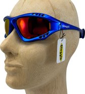 Glogglz® Finz Watersport Zonnebril - Blauw - Oranje Spiegelglazen - UV-bescherming en Polariserend - Sportbril - Anti-condens