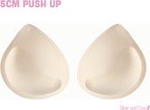 SilverAndCoco® - BH pads / dames vullingen / padding vulling push up / ademend / Druppel cups wasbaar herbruikbaar - 2 stuks (1 paar) - Beige / Nude (5 cm)