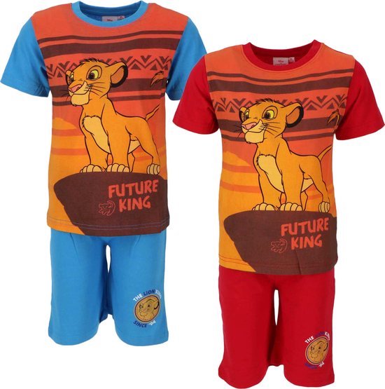 Shortama - pyjama - katoen - pyjamaset - de Leeuwenkoning - Lion King - blauw - maat 92 - 2 jaar