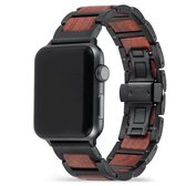 Apple Watch-bandje - rood sandelhout en zwart staal 42-45 mm