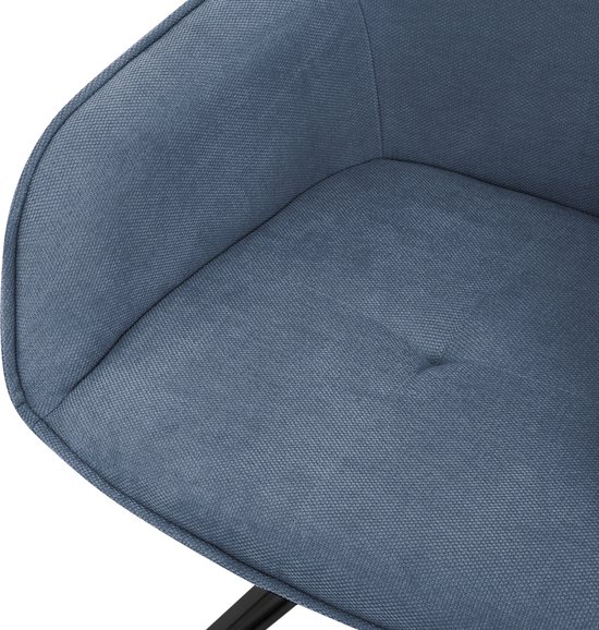 ML-Design eetkamerstoelen draaibaar set van 6, textiel geweven stof, blauw, woonkamerstoel met armleuning/rugleuning, 360° draaibare stoel, gestoffeerde stoel met metalen poten, ergonomische fauteuil