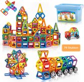 Eduvate Magnetisch Speelgoed - Magnetic Tiles - 79 Stuks - Magnetisch Bouwspeelgoed - Montessori Speelgoed - Magnetische Bouwstenen - Magnetische Bouwblokken - Kinderspeelgoed - Cadeau Kind - Inclusief Opbergtasje