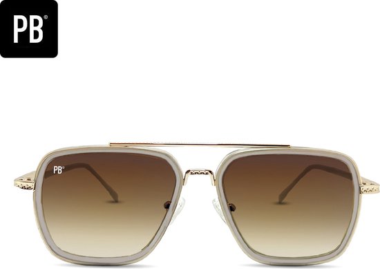 PB Sunglasses - Mason Brown - Zonnebril heren en dames - Gepolariseerd - Bruine glazen - RVS-frame - Stijlvolle extra neusbrug
