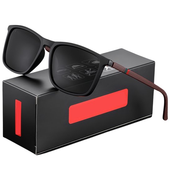 Livano Polaroid Zonnebril Voor Heren - Zonnenbrillen - Zonnenbril - Sun Glasses - Sunglasses - Techno Bril - Rave & Festival - Premium Quality - Mat Zwart