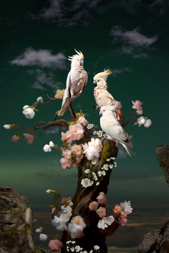 Bird Still Life - 90cm x 135cm - Fotokunst op akoestisch schilderij | Wanddecoratie