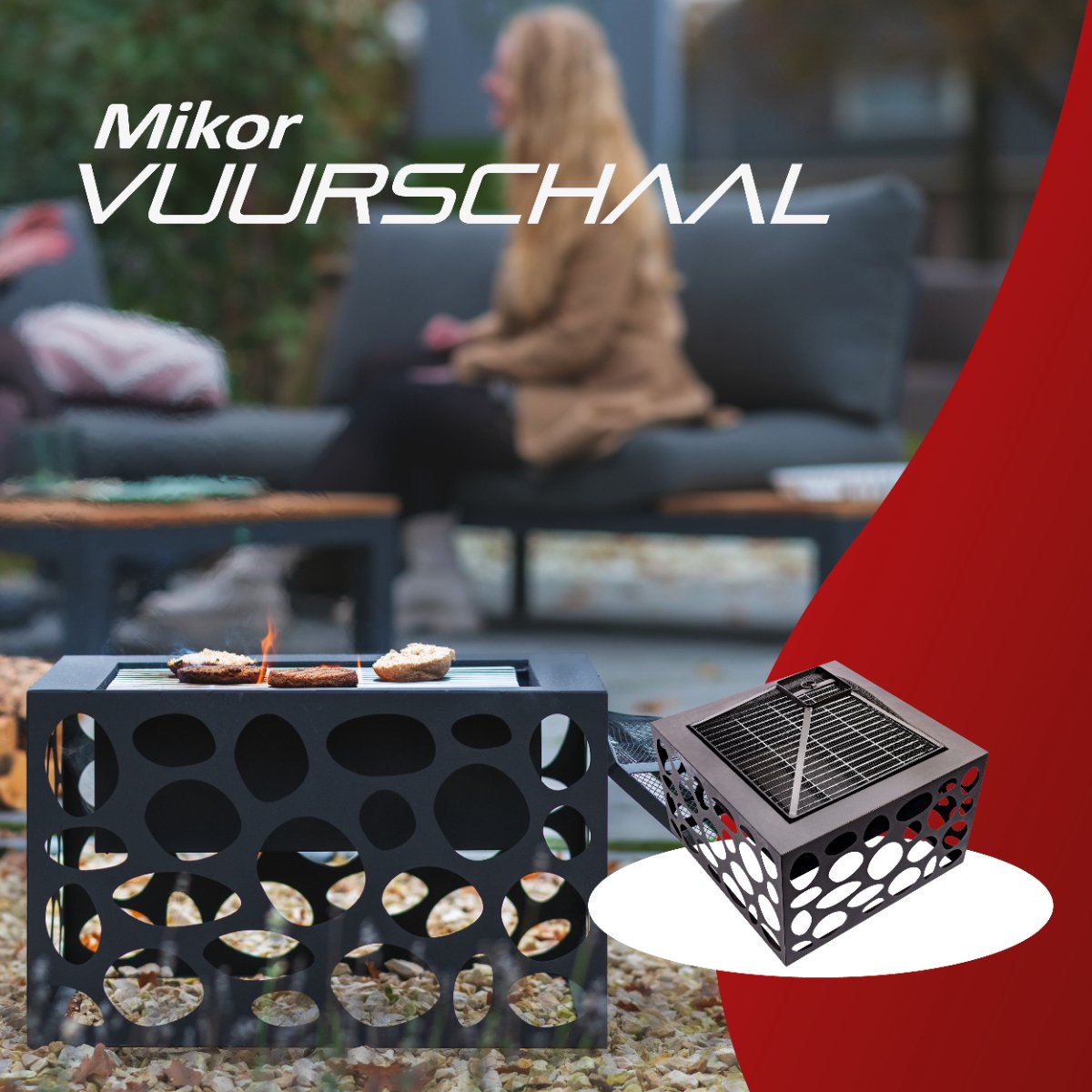 RedFire Mikor Fire Bowl with Grill Grate - Ø 55 cm - Black