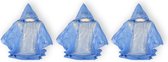 Blauwe Reflecterende Regenponcho | 3 Stuks | Kunststof | 131x131x100cm | Met Capuchon | Herbruikbaar voor Dames Heren en Kinderen | Ideaal voor Fietskleding en Bescherming Bij Slecht Weer
