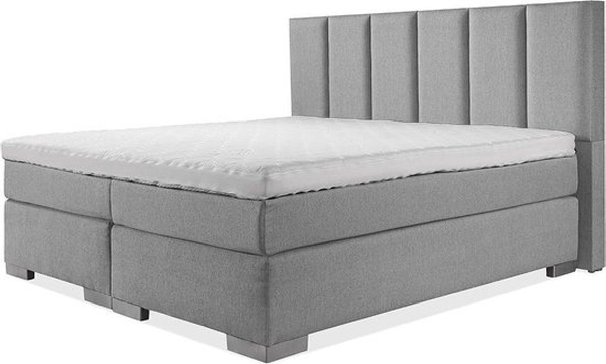 BedNL - Boxspring Utrecht - 140x220 Compleet grijs 6 Balken