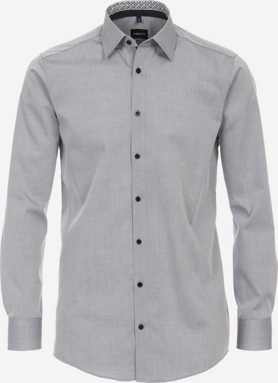 VENTI modern fit overhemd - popeline - grijs - Strijkvriendelijk - Boordmaat: 42