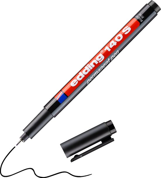 Edding 140 S Permanent Pen - Red - 10 Pens - Round Nib 0.3 Mm - Pen For Writing On Glass, Plastic, Foils And Smooth Surfaces - Permanent, Quick- Drying, Smudge-proof And Waterproof