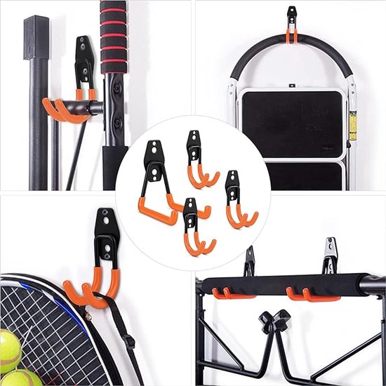TooTaci Fietshaak, 10 stuks fietsenstalling, garagehaken set, grote kunststof gecoate schroef-in utility schuurhaken voor fietsen, wandmontage/plafondhaak Heavy Duty voor fietsophanging