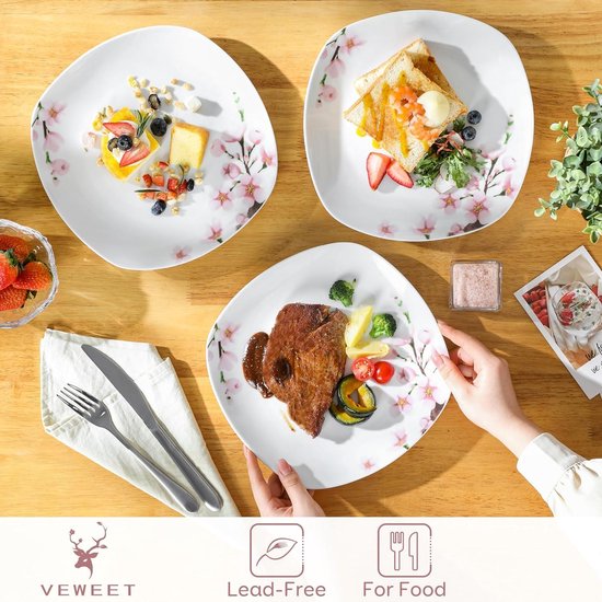 ONEMORE Dinerborden Set van 6, 8,5 inch porseleinen pastaborden