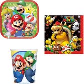 Super Mario – Feestpakket – Bordjes – Bekers – Servetten – Versiering - Kinderfeest - Super Mario versiering