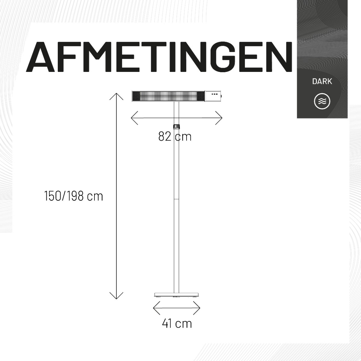 Sunred Dark 2500 W - Freestanding patio heater - Black + cover