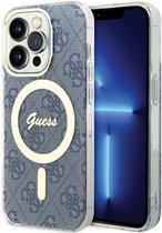 Guess 4G Back Case (MagSafe Compatible) - Geschikt voor Apple iPhone 15 Pro (6.1") - Blauw